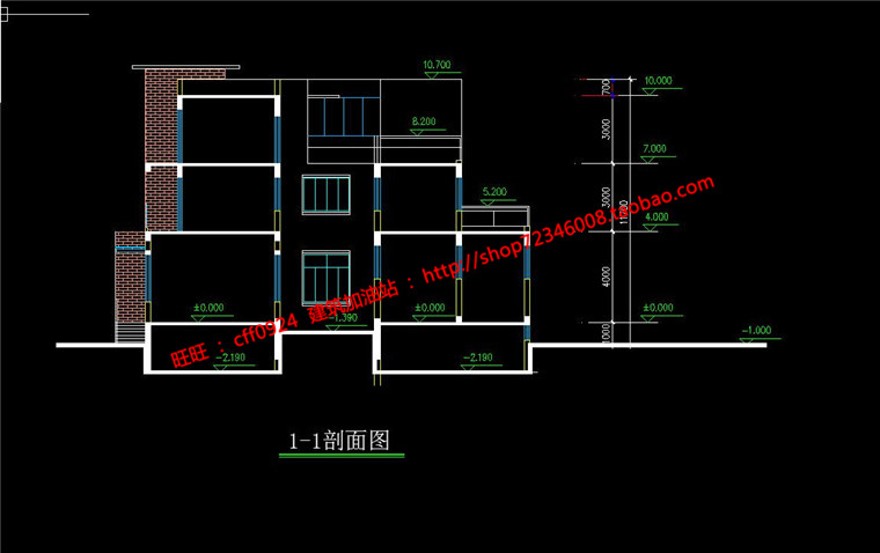 美丽新农村联排商业别墅花园洋房2000平方米三层有地下室cad图纸