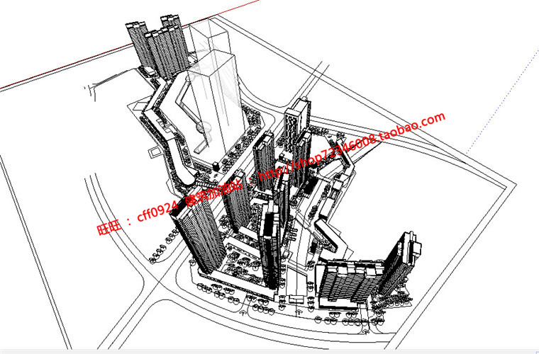 商业设计综合体商住楼建筑方案设计su模型cad图纸效果图