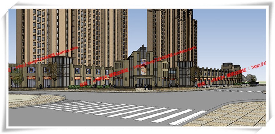 建筑图纸234宁波广洋商住宅楼cad平立面总图artdecosu模型+效果图