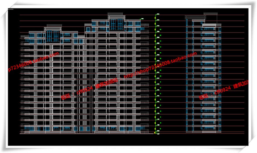 建筑图纸234宁波广洋商住宅楼cad平立面总图artdecosu模型+效果图