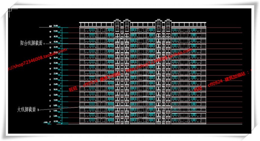 建筑图纸234宁波广洋商住宅楼cad平立面总图artdecosu模型+效果图