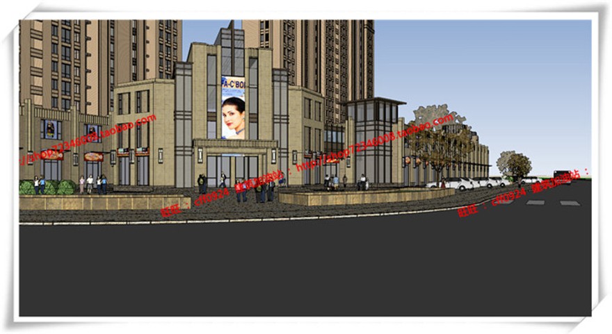 建筑图纸234宁波广洋商住宅楼cad平立面总图artdecosu模型+效果图