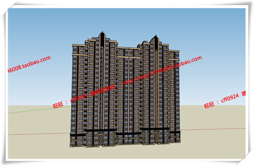 建筑图纸234宁波广洋商住宅楼cad平立面总图artdecosu模型+效果图