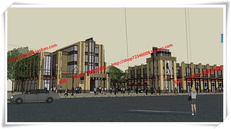 建筑图纸234宁波广洋商住宅楼cad平立面总图artdecosu模型+效果图