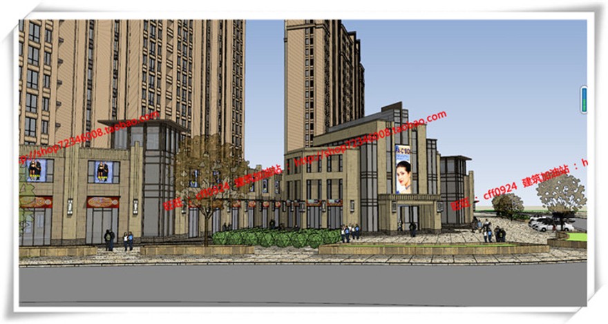 建筑图纸234宁波广洋商住宅楼cad平立面总图artdecosu模型+效果图