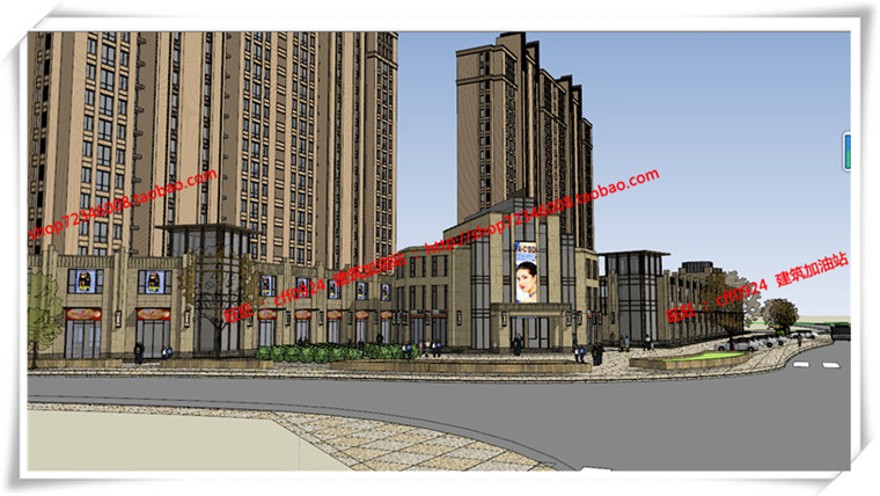 建筑图纸234宁波广洋商住宅楼cad平立面总图artdecosu模型+效果图