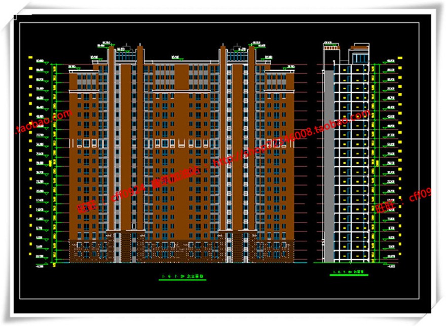 建筑图纸234宁波广洋商住宅楼cad平立面总图artdecosu模型+效果图