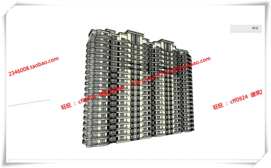 建筑图纸234宁波广洋商住宅楼cad平立面总图artdecosu模型+效果图