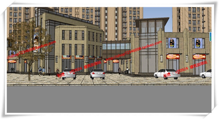 建筑图纸234宁波广洋商住宅楼cad平立面总图artdecosu模型+效果图