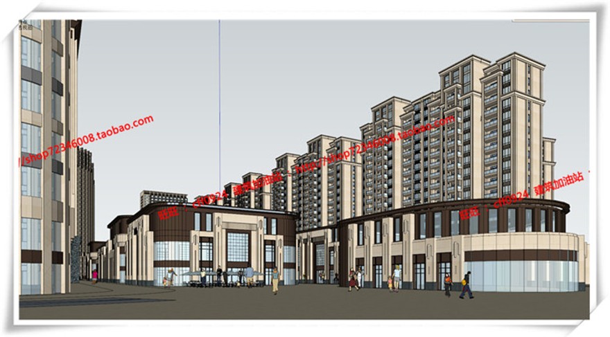 建筑图纸214长宁商住楼/商业/住宅/办公/酒店/公寓cad图纸+su模型