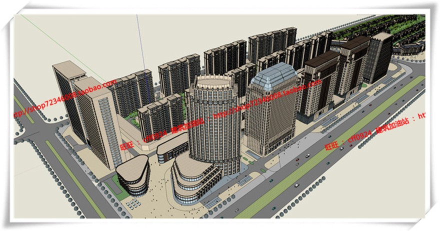 建筑图纸214长宁商住楼/商业/住宅/办公/酒店/公寓cad图纸+su模型