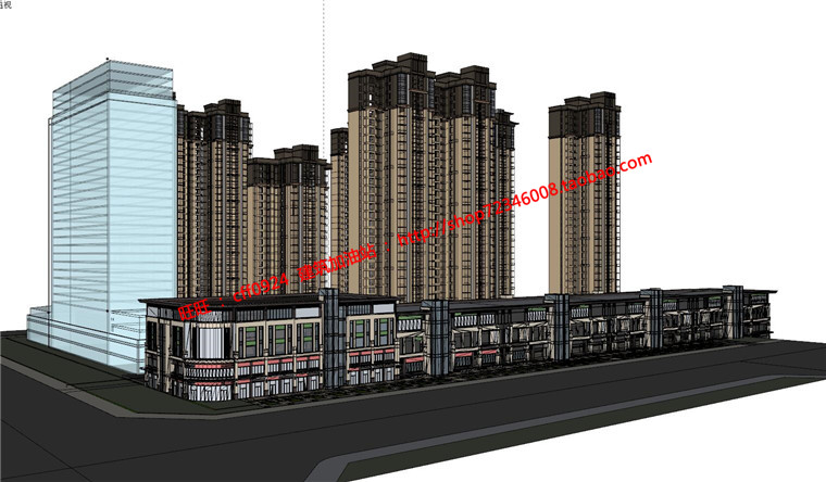 商住楼建筑方案设计cad施工图+su模型+效果图