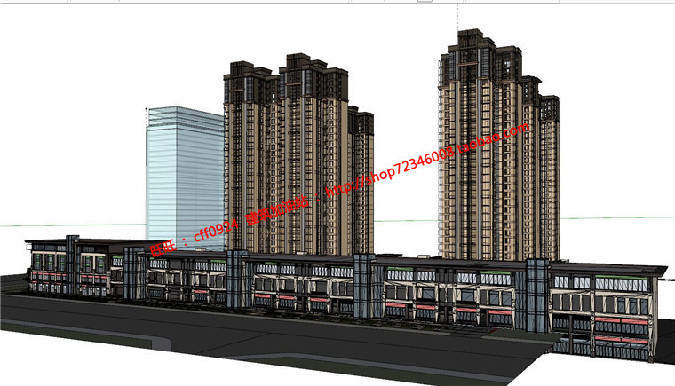 商住楼建筑方案设计cad施工图+su模型+效果图