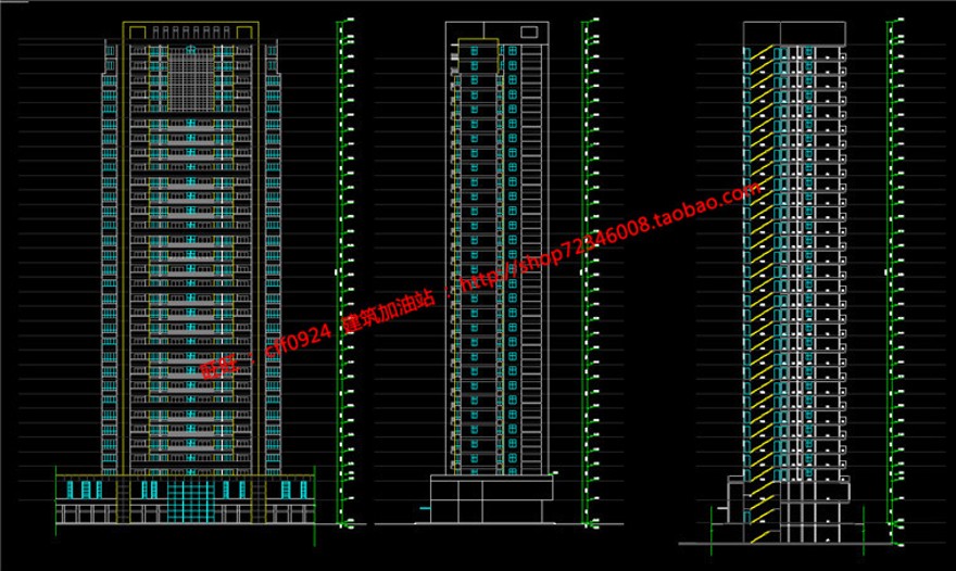 万达商住楼商业设计综合体设计cad图纸+效果图+方案文本