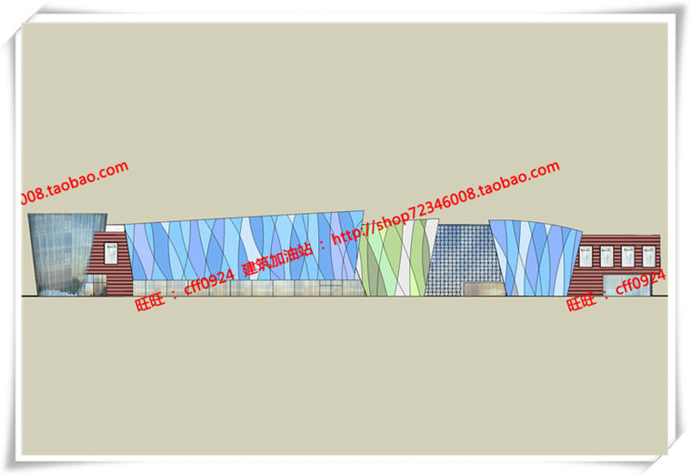 建筑图纸191商业中心/商业/商场建筑设计CAD图纸各层平面和SU模型