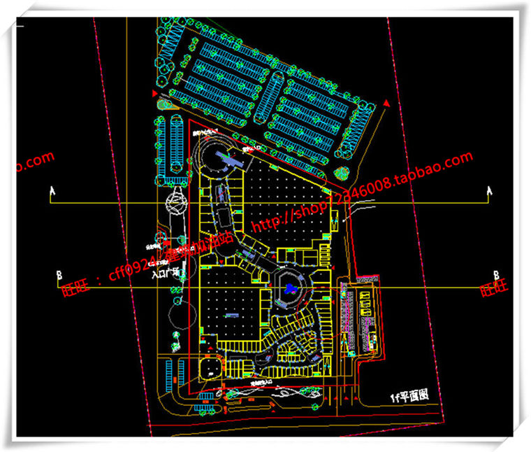 建筑图纸191商业中心/商业/商场建筑设计CAD图纸各层平面和SU模型