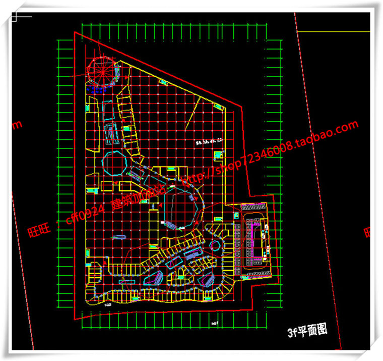 建筑图纸191商业中心/商业/商场建筑设计CAD图纸各层平面和SU模型