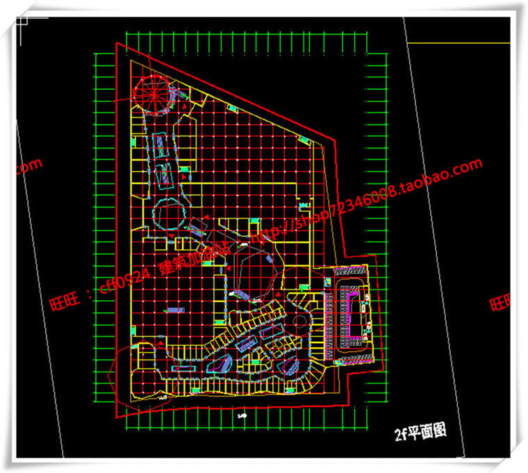 建筑图纸191商业中心/商业/商场建筑设计CAD图纸各层平面和SU模型