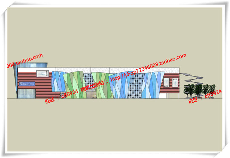 建筑图纸191商业中心/商业/商场建筑设计CAD图纸各层平面和SU模型