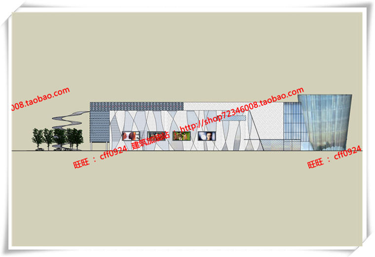 建筑图纸191商业中心/商业/商场建筑设计CAD图纸各层平面和SU模型