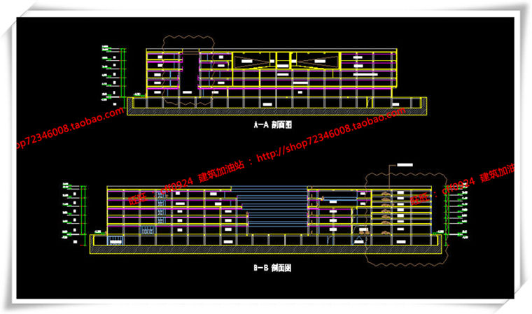 建筑图纸191商业中心/商业/商场建筑设计CAD图纸各层平面和SU模型