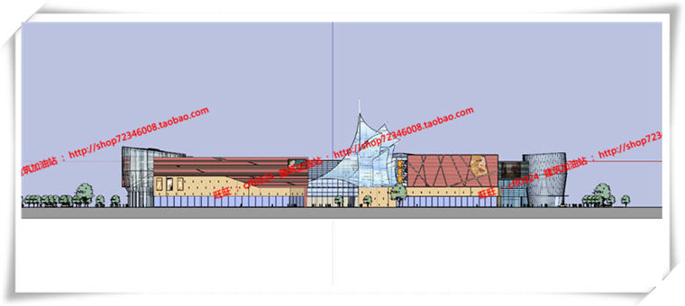 建筑图纸191商业中心/商业/商场建筑设计CAD图纸各层平面和SU模型