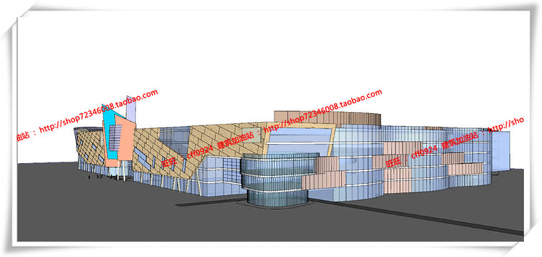 建筑图纸191商业中心/商业/商场建筑设计CAD图纸各层平面和SU模型