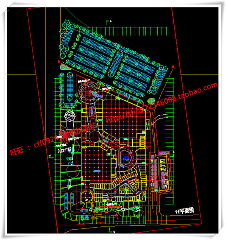 建筑图纸191商业中心/商业/商场建筑设计CAD图纸各层平面和SU模型