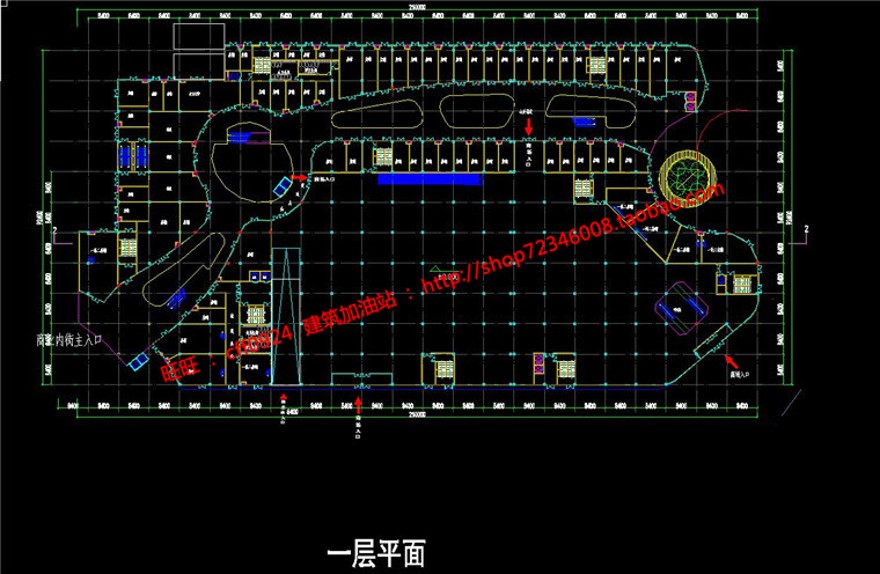 商业mall购物中心步行街商场超市cad图纸su模型文本排版