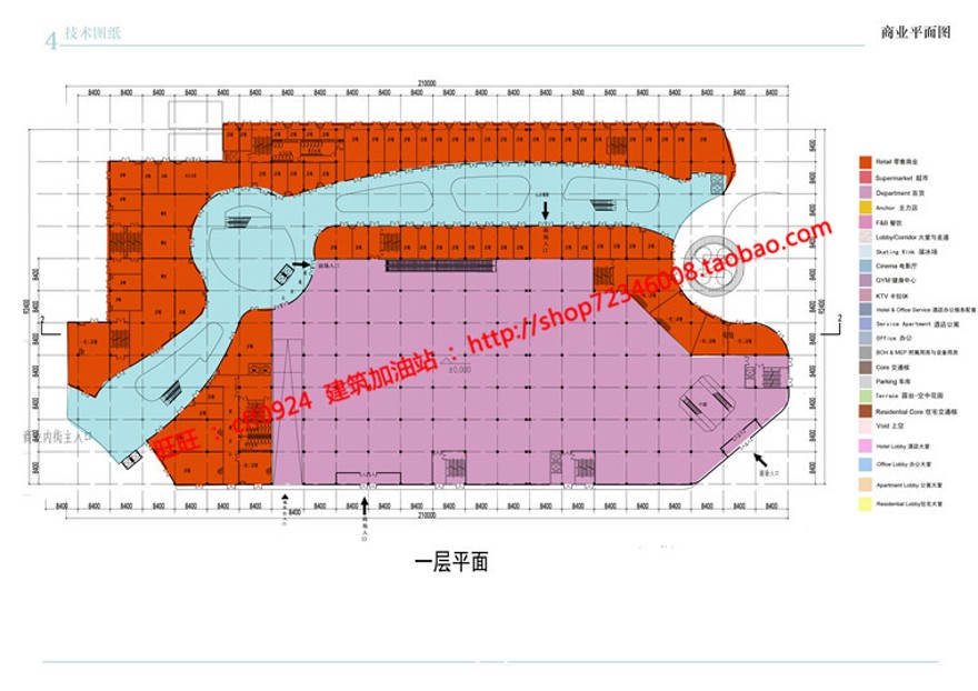 商业mall购物中心步行街商场超市cad图纸su模型文本排版