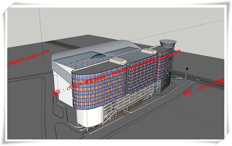 建筑图纸196商业/商场/超市/商业中心su模型cad图纸+效果图