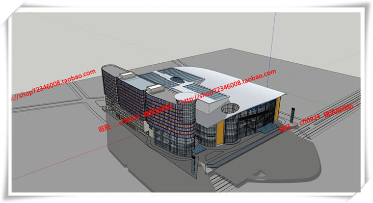 建筑图纸196商业/商场/超市/商业中心su模型cad图纸+效果图