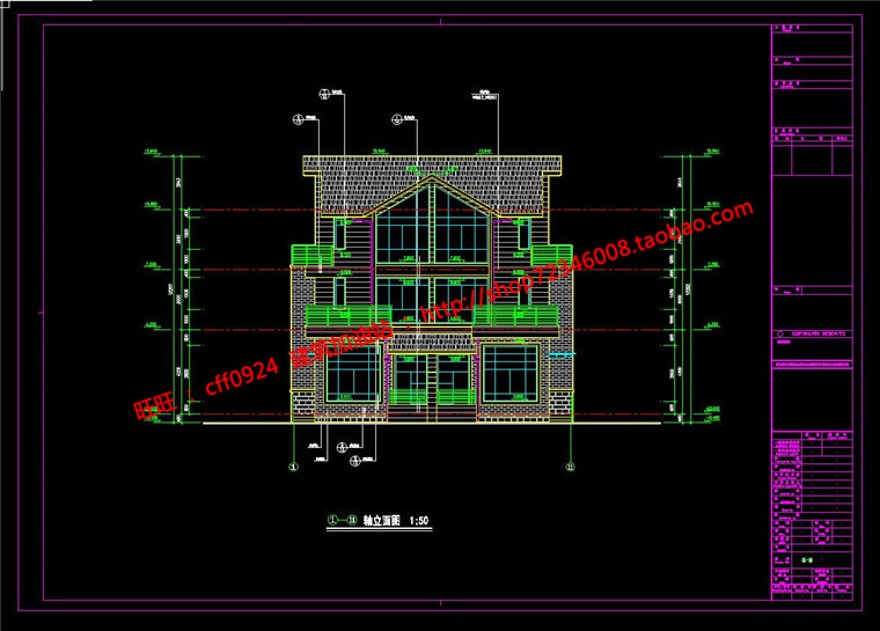 三层农家房屋自建房素材资源cad图纸平立剖施工效果图