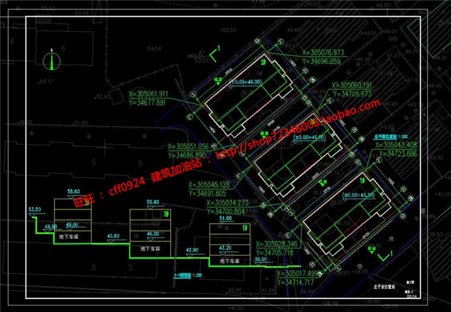 双拼商业别墅三层自家建设房屋自建房图纸cad施工图效果图