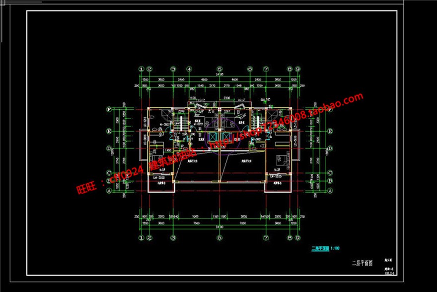 双拼商业别墅三层自家建设房屋自建房图纸cad施工图效果图