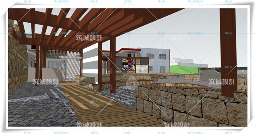 完整商业步行街SU+CAD+文本排版/设计综合体广场商场规划建筑建筑资源