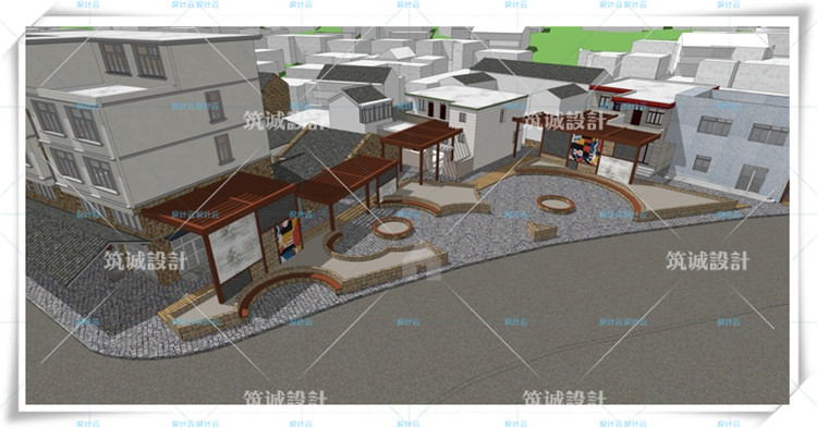 完整商业步行街SU+CAD+文本排版/设计综合体广场商场规划建筑建筑资源