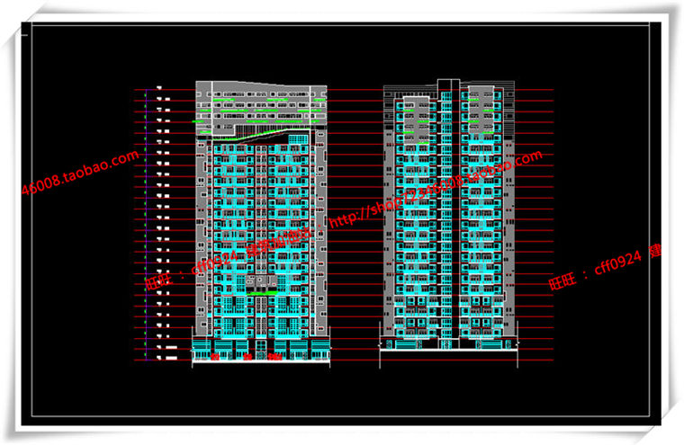 建筑图纸282住宅高层住宅平面立面总图cad图纸/su模型/sketchup模型/效果建筑资源