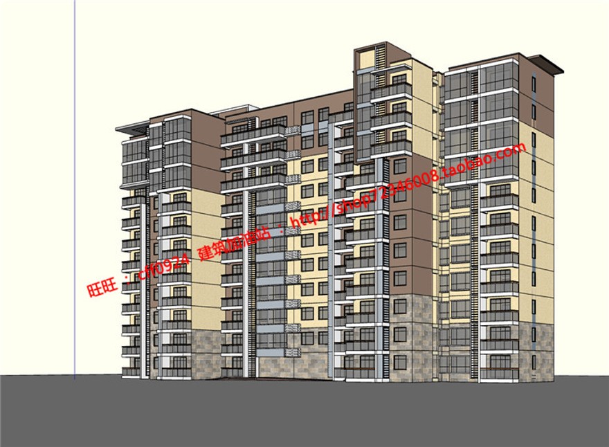 F住宅楼建筑方案设计+效果图精选源文件SU草图模型+建筑资源