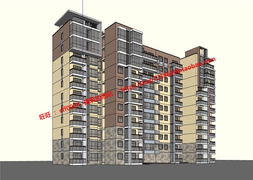 F住宅楼建筑方案设计+效果图精选源文件SU草图模型+建筑资源