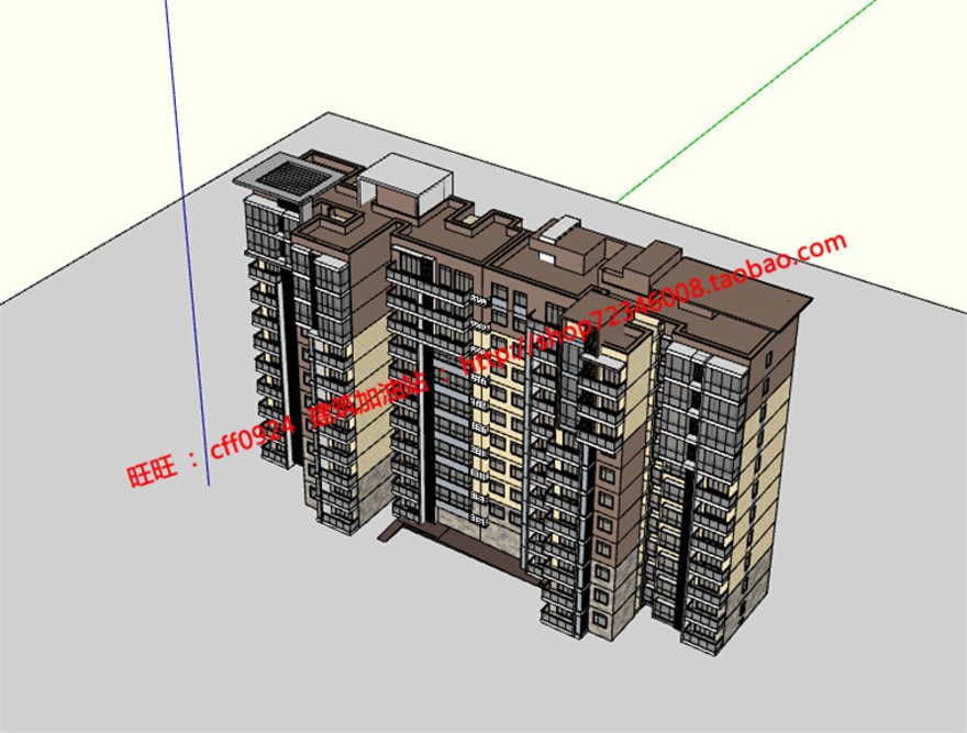 F住宅楼建筑方案设计+效果图精选源文件SU草图模型+建筑资源