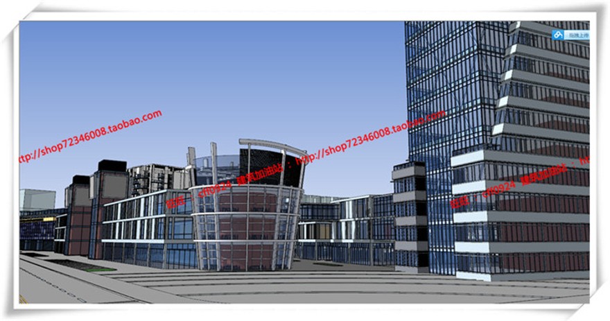 建筑图纸198办公商业现代风商业设计综合体su模型+cad图纸+效果图+3Dmax