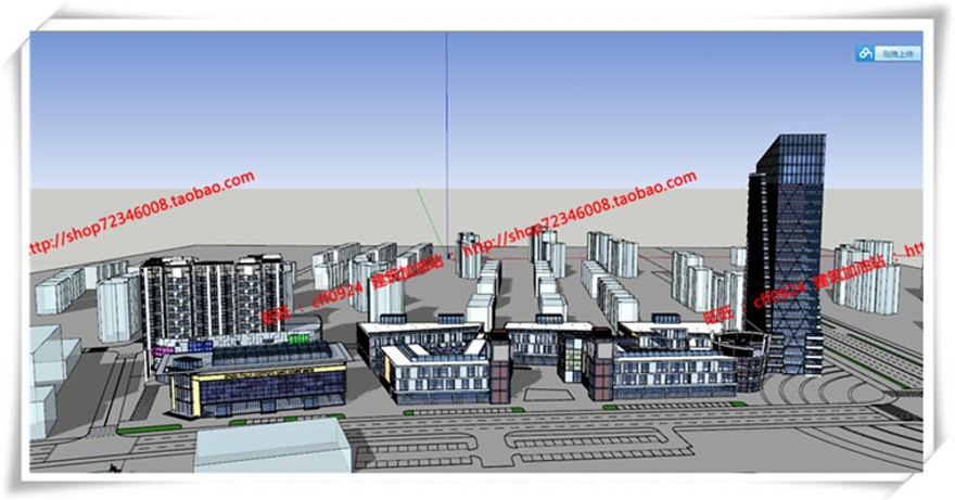 建筑图纸198办公商业现代风商业设计综合体su模型+cad图纸+效果图+3Dmax
