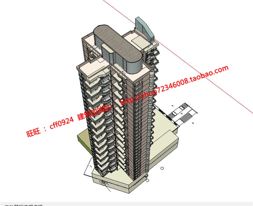 层住宅楼建筑方案设计su模型效果图cad图纸