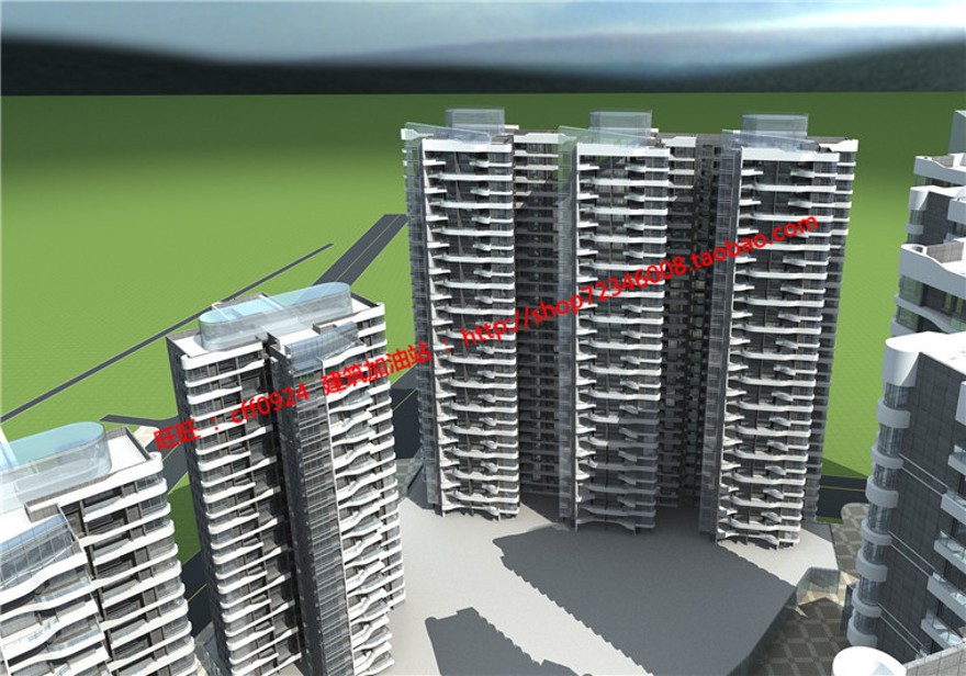 层住宅楼建筑方案设计su模型效果图cad图纸