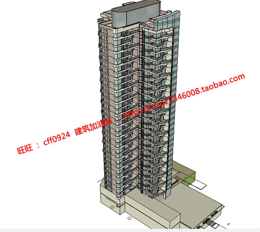 层住宅楼建筑方案设计su模型效果图cad图纸