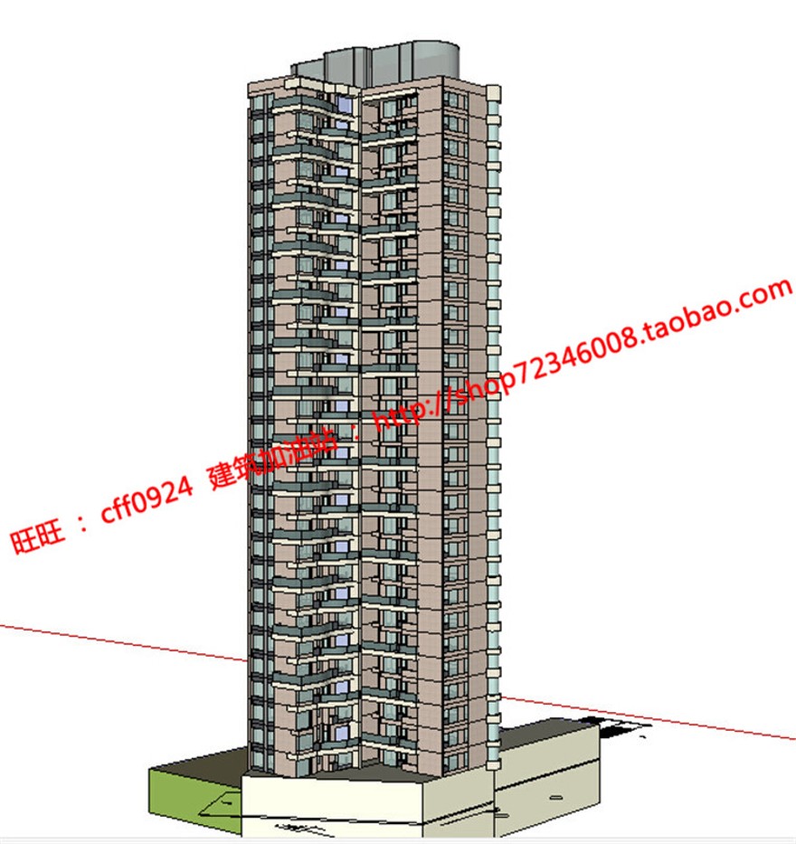 层住宅楼建筑方案设计su模型效果图cad图纸