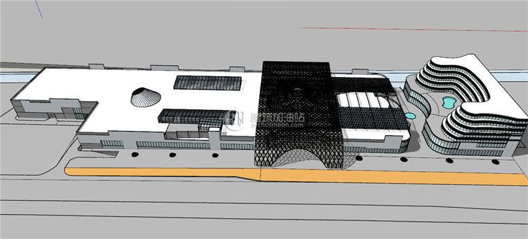 建筑图纸190商业/商业设计综合体老外设计CAD图纸+SU模型+3Dmax