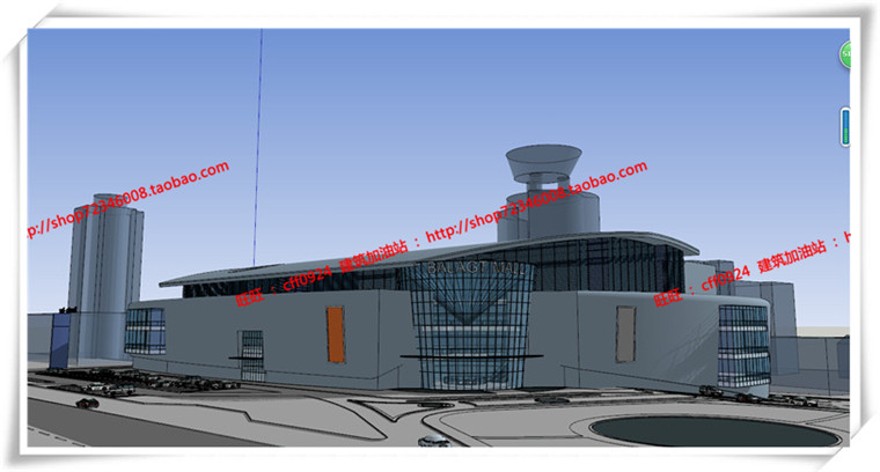 建筑图纸216西沧商业设计综合体现代风cad平立面总图+su模型+效果图+3Dmax