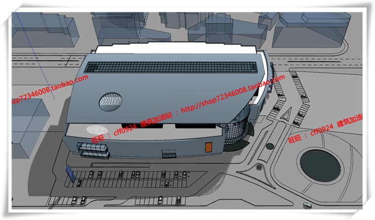 建筑图纸216西沧商业设计综合体现代风cad平立面总图+su模型+效果图+3Dmax